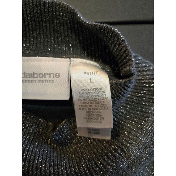 Liz Claiborne Women's Silver Shimmer Sleeveless Mockneck Sweater Size PL - Picture 5 of 6